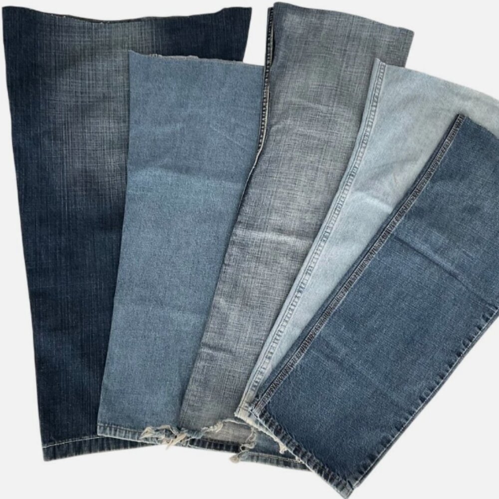 5 Denim Jean Legs from 100% Cotton Craft Quilt Upcycle Lot B